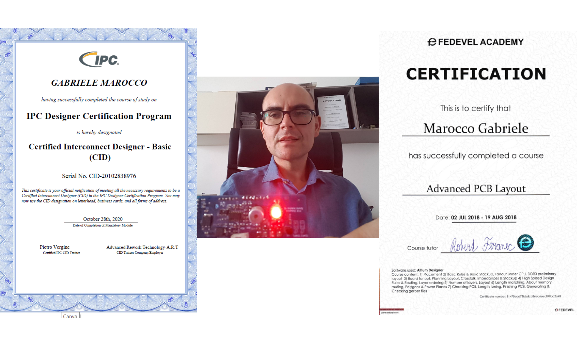 Gabriele Marocco con i diplomi